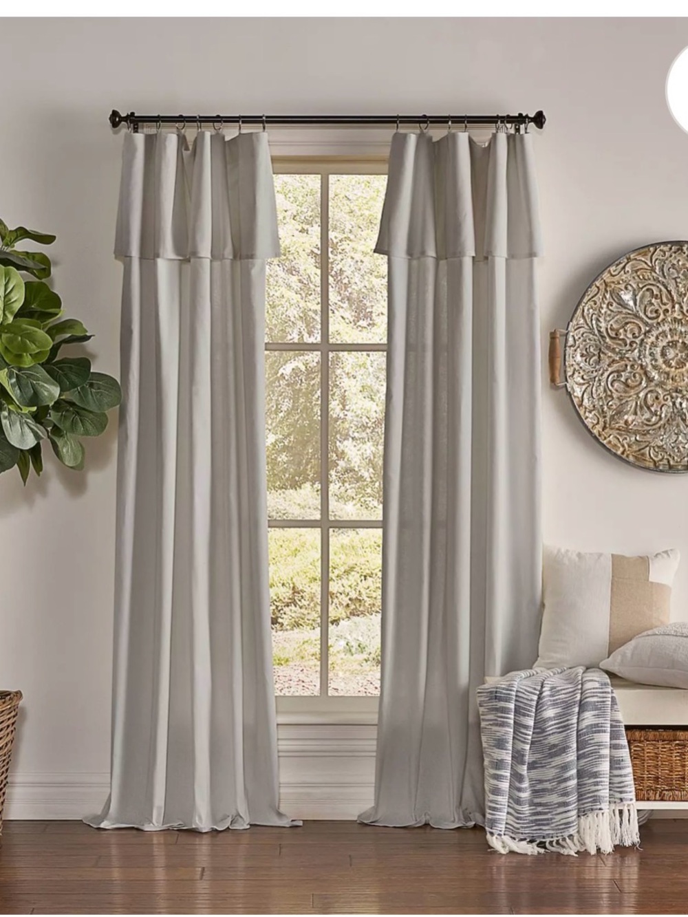 Farmhouse Light Gray Tiered Window Curtains - Soft Drapery Panels: 4
